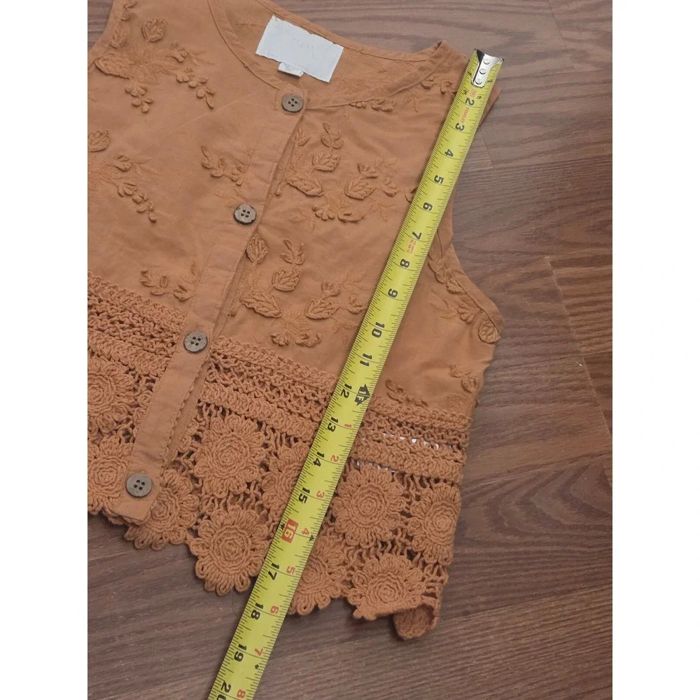 Zara Kids Girls Ginger Brown Embroidered Crochet Lace 2 Piece Set 13-14 164cm